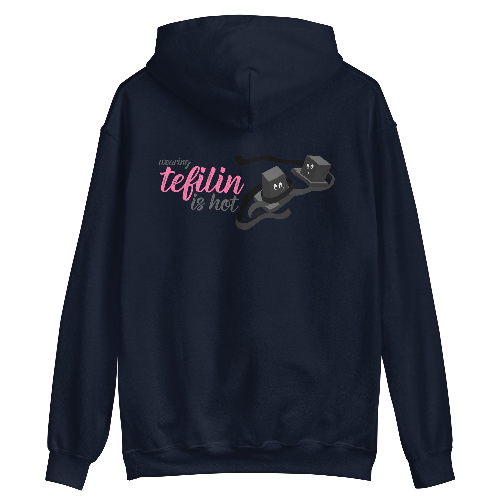 Tefilin is Hot - Pink Back Unisex Hoodie