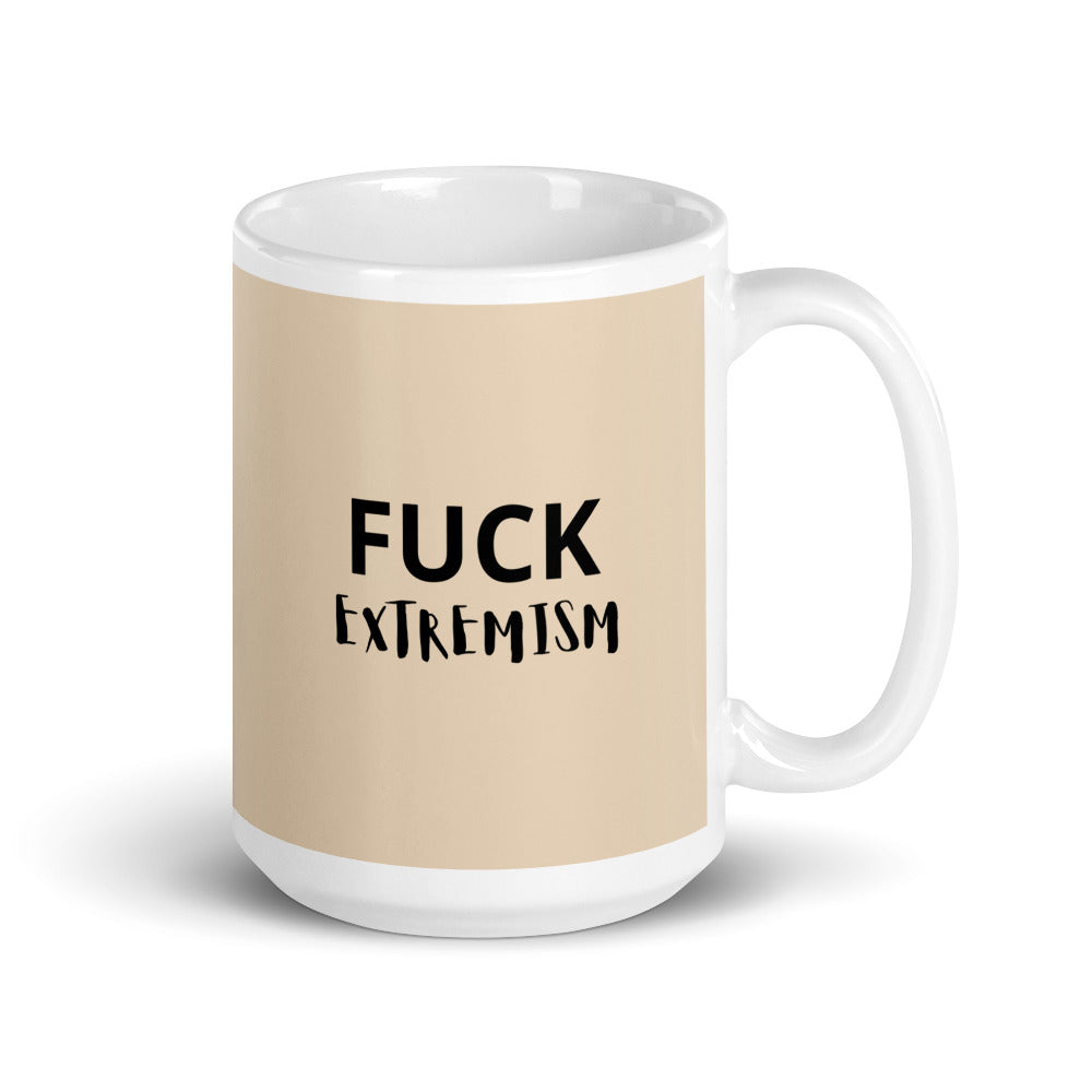Fuck Extremism mug tan